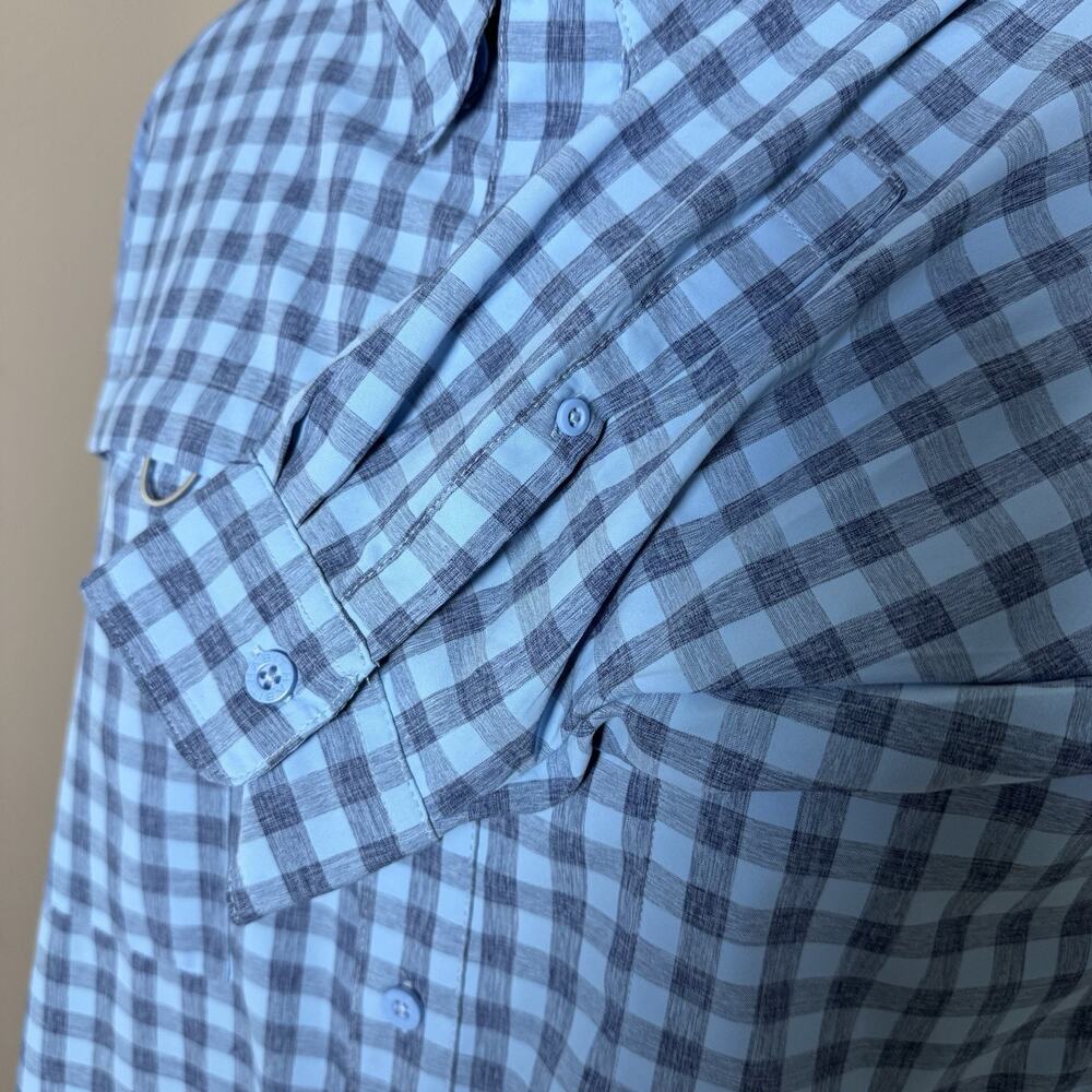Habit Fishing Shirt Mens 3XL Blue Plaid Long Sleeve Vented Performance Outdoors - Picture 4 of 13